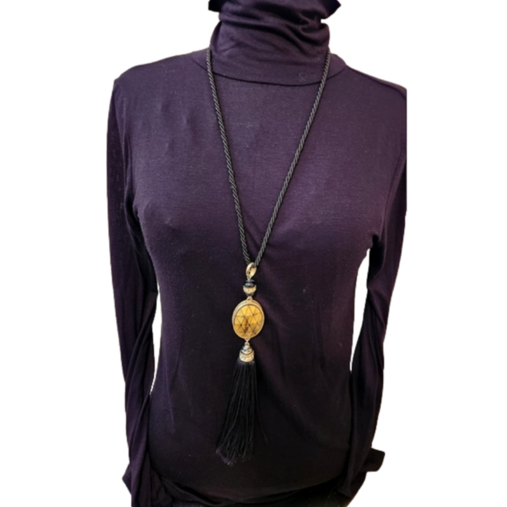 Chico's  large black and gold tassel necklace